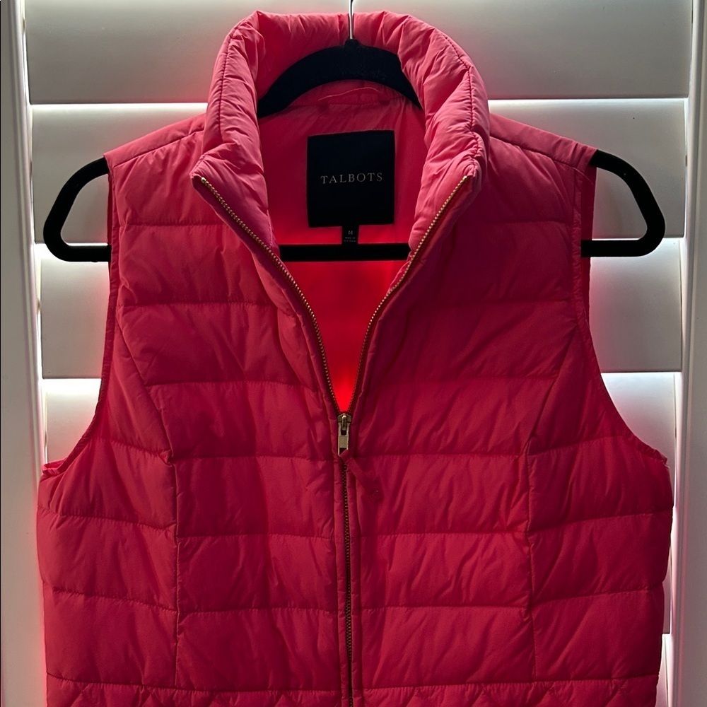 Talbots Women's Vibrant Pink Quilted Vest - Picture 3 of 7